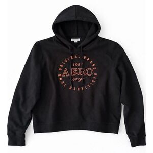 Aeropostale Women's Metallic Copper on Black Logo Pullover‎ Hoodie XXL